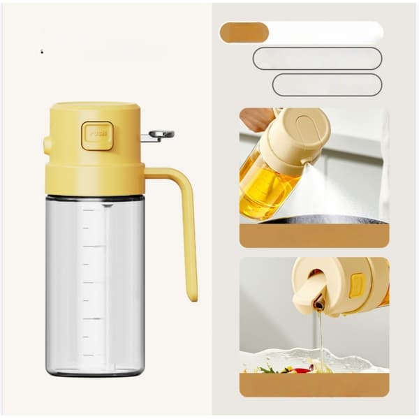 500ML Køkken Glas Oliesprøjte - Dobbeltfunktionel Oliedispenser til Sund Madlavning Yellow Yellow
