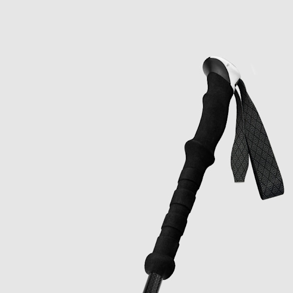 Sort kulfiber trekkingstang, foldbar, 5-sektion, 3K ekstern lås