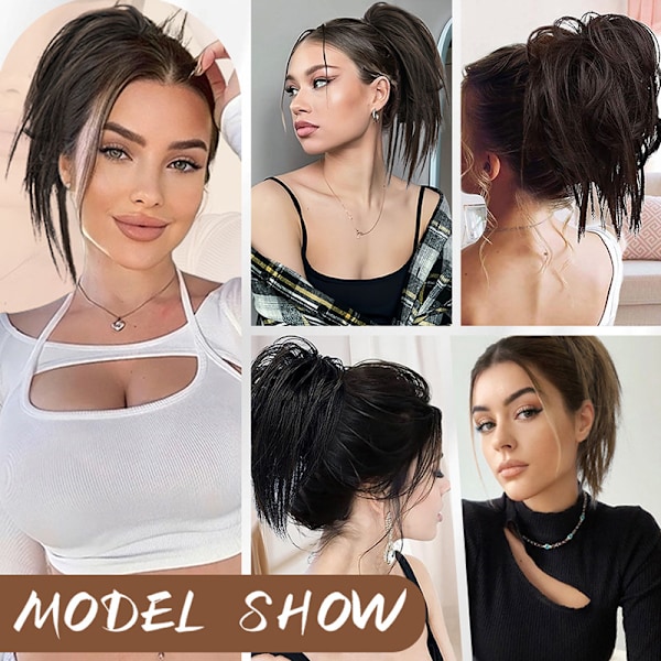 Clip in Ponytail Extension - Volumizer Claw Clip Hairpiece Svart