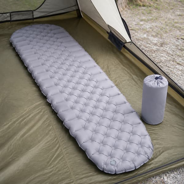 Uppblåsbart campingunderlag i nylon TPU, 193 x 56 x 7 cm Grey Grey
