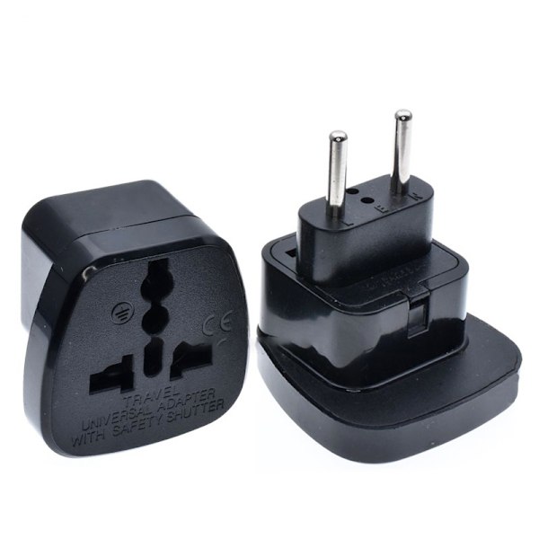 Rejseadapter - Europæisk standard, kompakt design Black Black