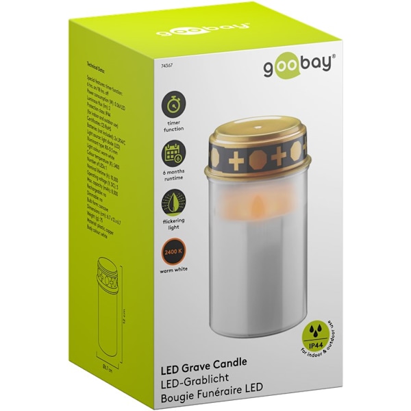 LED gravlys med timer, hvid