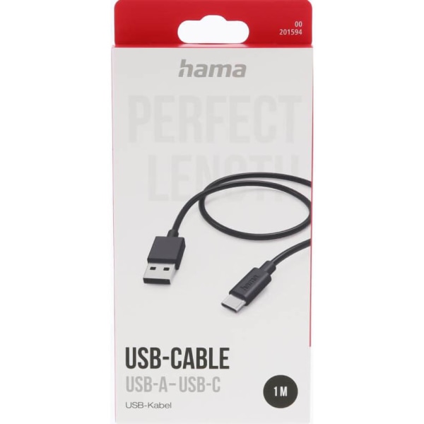 HAMA Laddkabel USB-A till USB-C Svart 1,0m