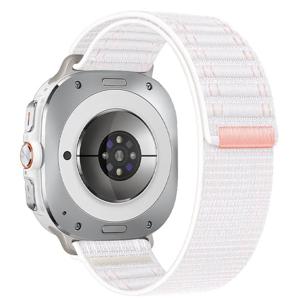 Nylonflätad klockarmband för Samsung Galaxy Watch Ultra - Rosa Vit