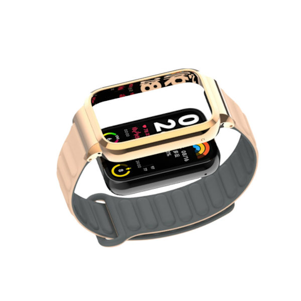 Metalliranneke Xiaomi Mi Band 8 Prolle, silikoniranneke magneettisuljuksella Harmaa