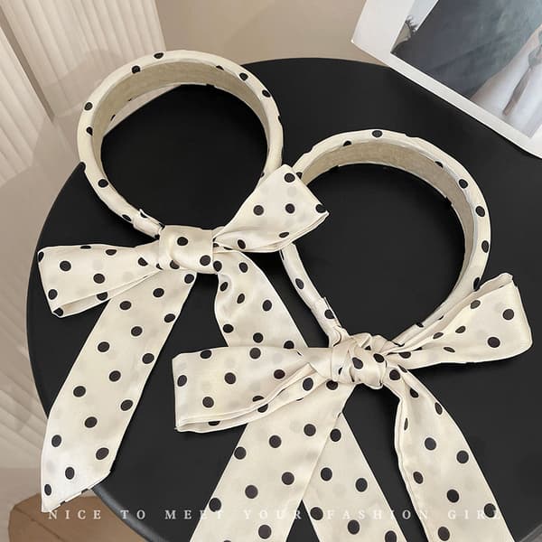 Polka Dot Bowknot Pannband för kvinnor, håraccessoarer