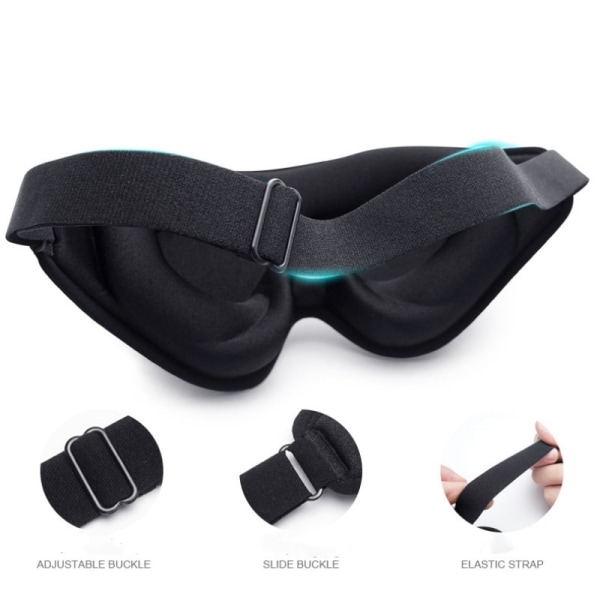 Mjuk 3D sovmask ögonmask för flygresor yoga vila Svart