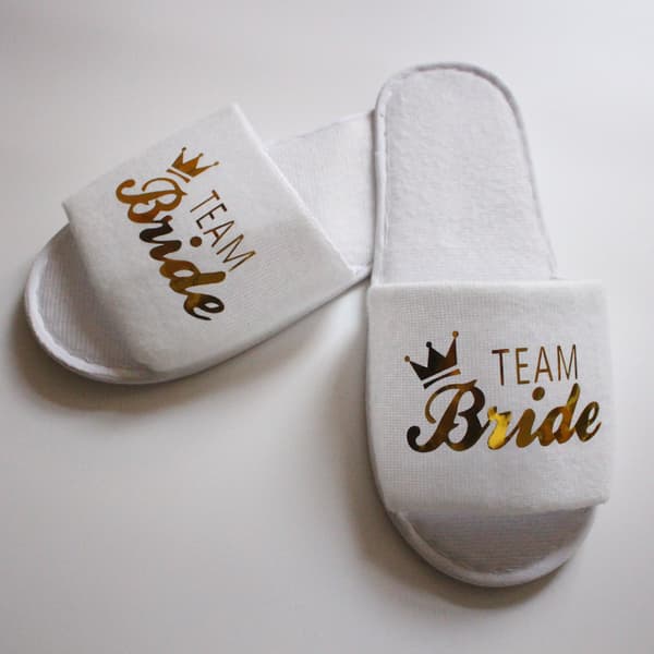 Brude Slippers med Åben Tå og Glitter: Perfekt til Bryllupspyjamasfest