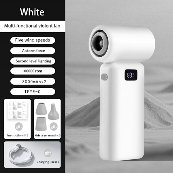 Håndholdt ventilator: Bærbar køling med LED-display White White