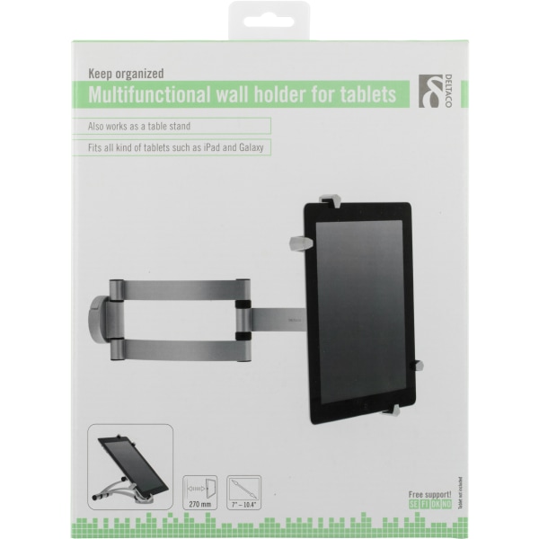 deltaco Wall bracket for tablet, rotatable 360, 3 joints, gray V