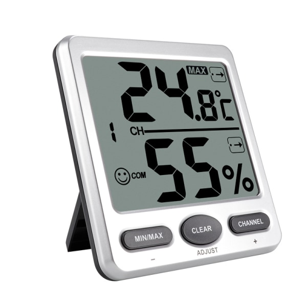 Indendørs digitalt termometer hygrometer Sølv Sølv