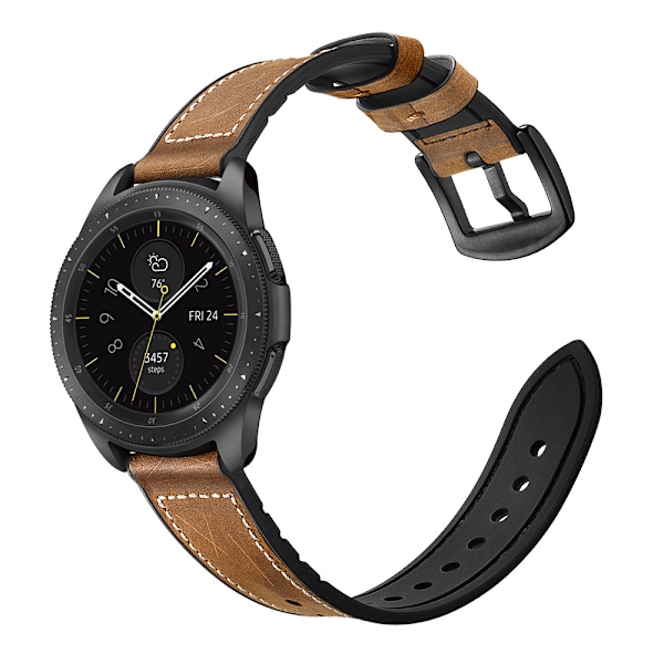 Silikone- og læderrem til Galaxy Watch 3/5 Brun 20 mm