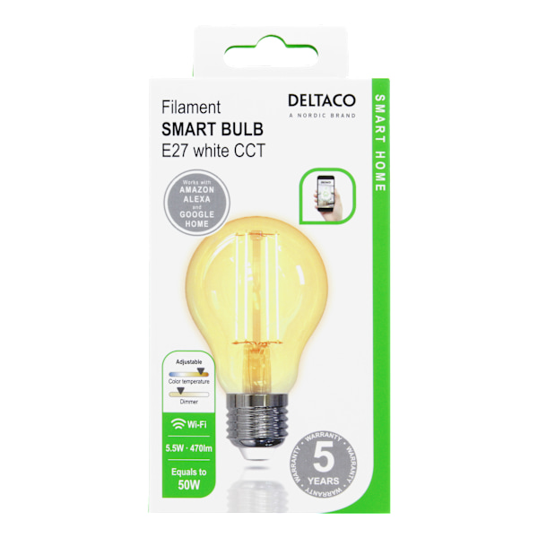 SMART H LED filament lamp E27 WiFI 2.4GHz 5.5W 470lm Dim