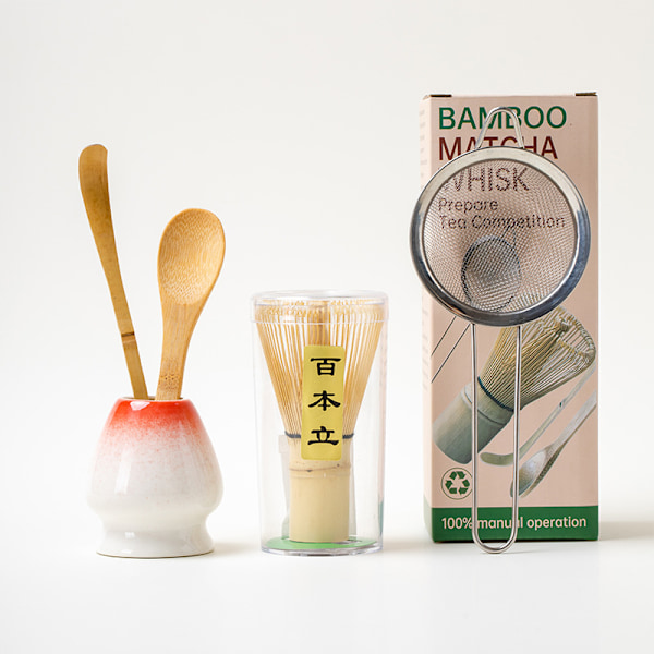 Matcha Visp Set SQ Litet Set 4-Delars Gradient Röd Ny Box