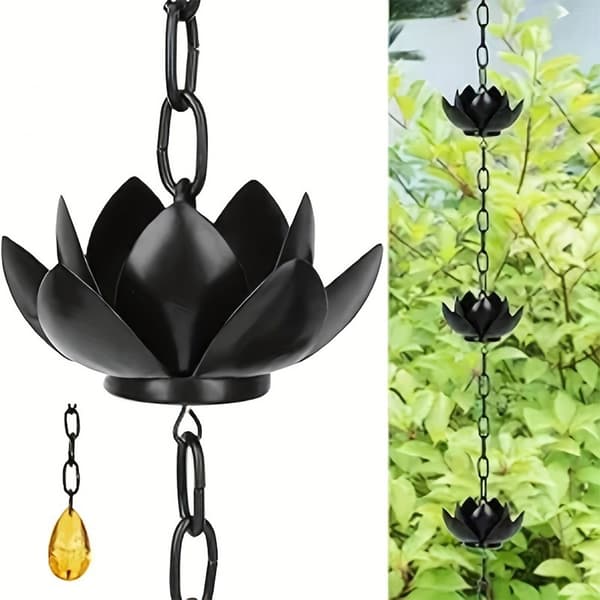 Sort Lotus Regnkæde - Elegant Udendørs Hængekæde til Dekorativ Dræning