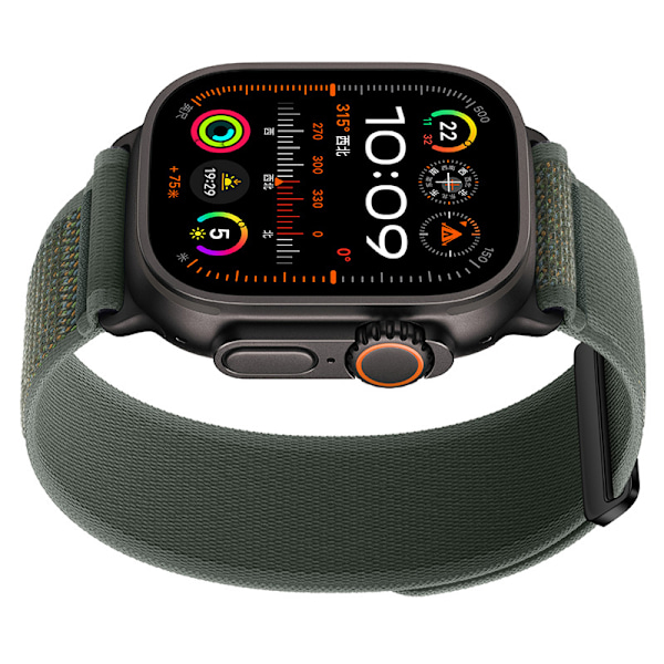 Nylon Klockarmband Kompatibla med Apple Watch - Ventilerande Sport Loop-band för iWatch Series 8/7/6/5/4/3/2/1/SE/Ultra Grön L