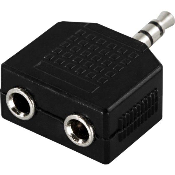 Y-adapter for audio, 1x3.5mm ma to 2x3.5mm fe