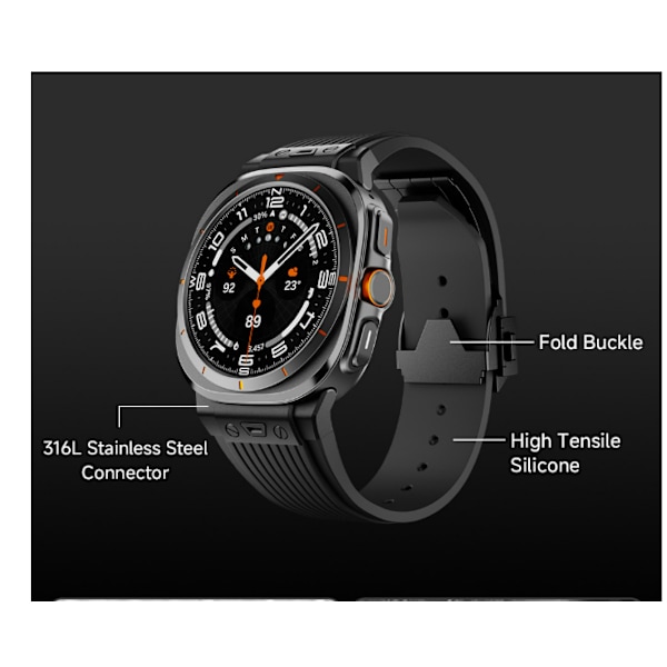 Premium silikonerem til Samsung Galaxy Watch 7 47mm Ultra Sort
