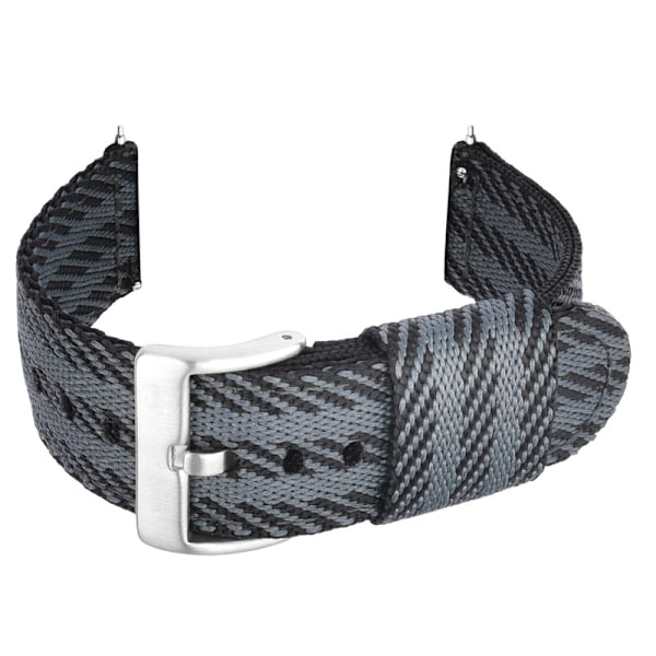 Snyggt 24/22/20/18mm nylonarmband med svart spänne Silver 24 mm