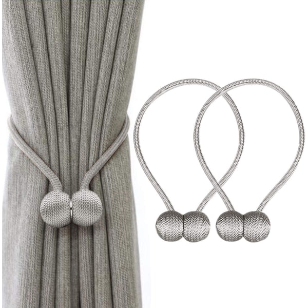 Magnetiskt gardinomtag Silvergrå 2-pack