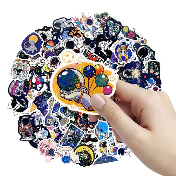 Laser Astronaut Stickers - 100 Unikke Designs