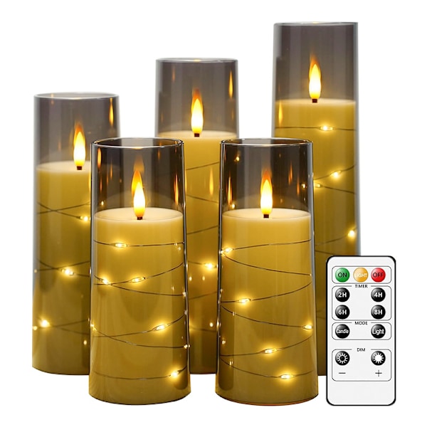 LED elektroniskt ljusset med fjärrkontroll 5-pack
