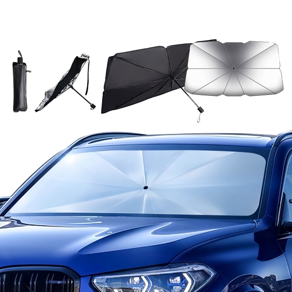 Solskærm til forrude / sammenklappelig forrude paraply til bil 145×79 cm
