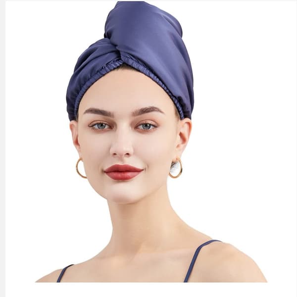 Dobbeltlags Hårtørringshætte i Kunstsilke NavyBlue NavyBlue