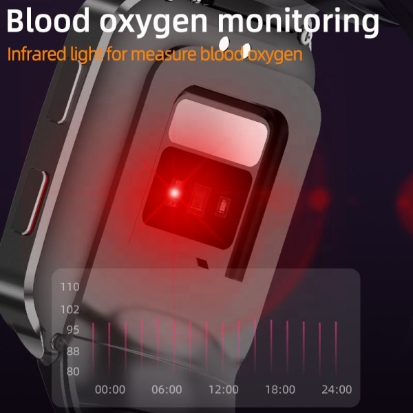 INF Smartwatch med blodtrycksmätare Svart
