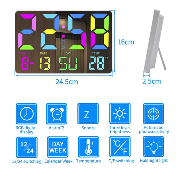 Digital klocka med RGB LED-display Black Black