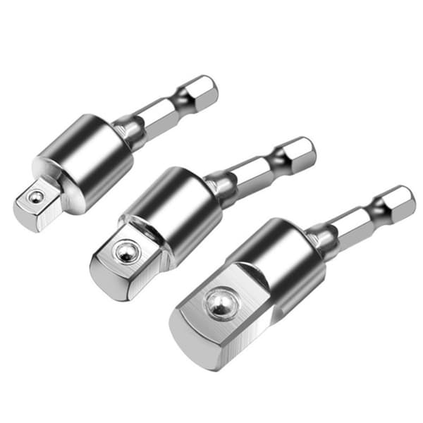 3st Universal Ledadapterset med Silver Kort Skiftnyckel - 1/4", 3/8", 1/2" Drive Impact