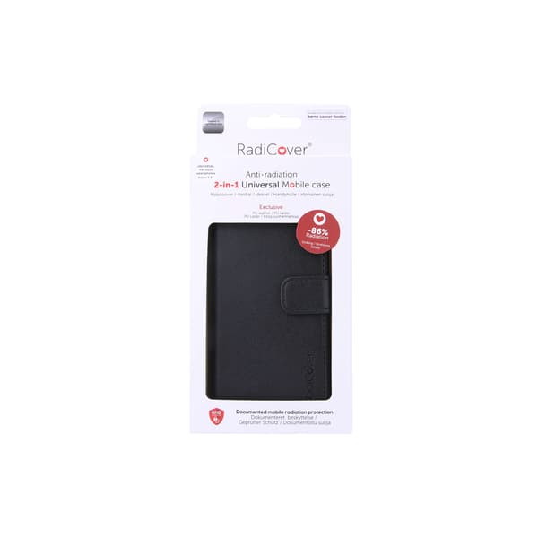 Mobilfodral Strålningsskydd PU Universal 2in1 Svart - Medium 5-5,4"