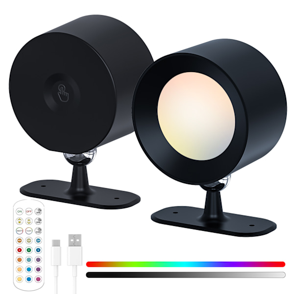 Hill Katteøje Natlampe - Sort - RGBCW - USB Genopladelig