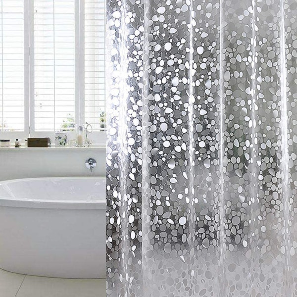 INF Duschdraperi med småstensmönster Transparent 2 x 1.8 m