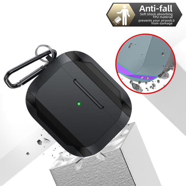 Iskunkestävä PC-suojakotelo Apple AirPods Pro 3:lle koukulla