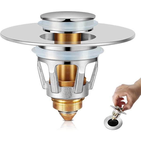 Badrumsvaskpropp, Pop Up avloppspropp, Handfatavloppssil 2 st Silver Silver