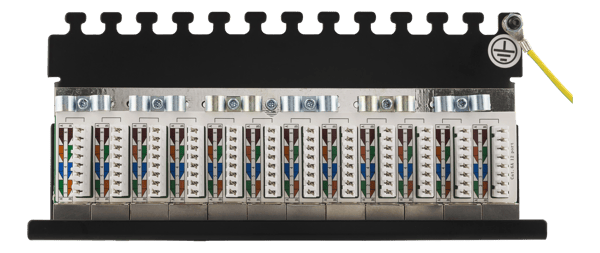 Kytkentäpaneeli, 12xRJ45, Cat6a, seinäasennus, 10Gbps, musta