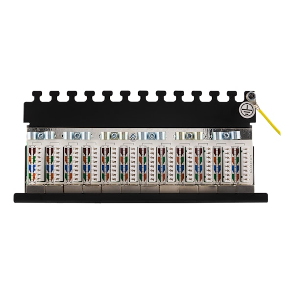 Patch Panel, 12xRJ45, Cat6a, wall-mountable, metal, black
