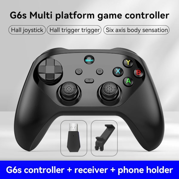 G6S Switch Bluetooth 5.3 Handkontroll med Hall Joystick - Multi-Plattformsstöd, kompatibelt med Android, iOS, PC och Nintendo Switch Black Black