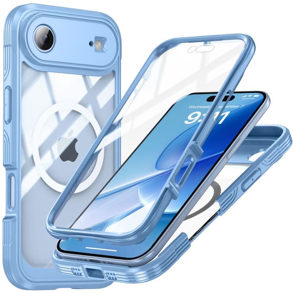 Robust 9H Glas Telefoncover med Magnetisk Funktion til iPhone 17 Pro Max - Blå
