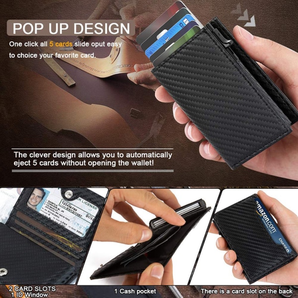 INF Lompakko pop-up-korttitelineellä RFID-suojaus Musta