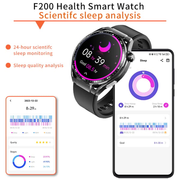 Smartur med EKG, pulsmåler, fitnesstracker og flere sportstilstande Black Leather strap Black Leather strap