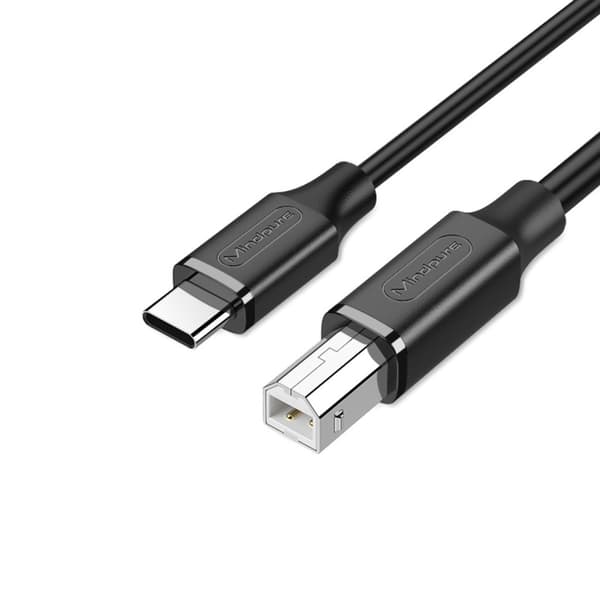 USB 2.0 Type-C til USB-B-printerkabel, 100 cm, sort – tilslut og brug til printere med USB 2.0-firkantet port