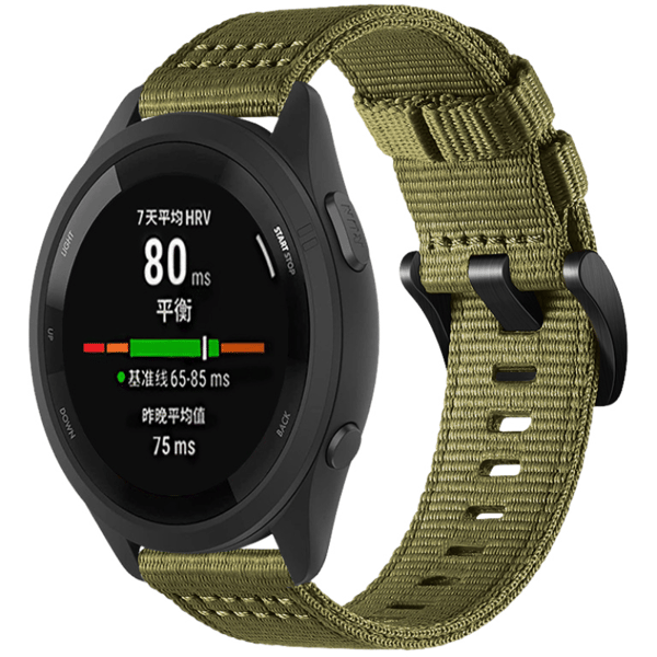 Nyloninen kellon ranneke Garmin Forerunner 255/265/245 -älykelloon Green M Green M