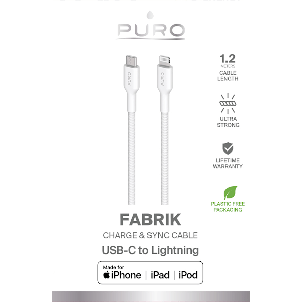 Fabric Cable USB-C To USB-C 1 m, white