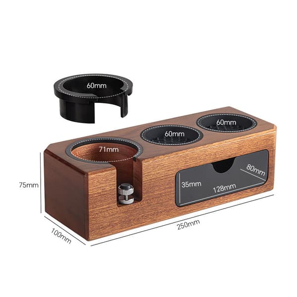 Massivt træ kaffe tamper station med skuffe kaffe
