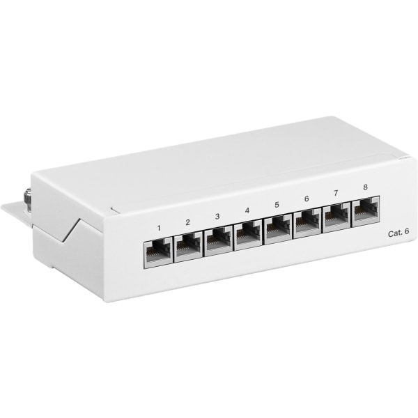 CAT 6 mini-/skrivbordskopplingspanel, 8 portar (1 HE) Vit