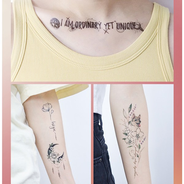 Paket med 10 ark tillfälliga tatueringar model 2