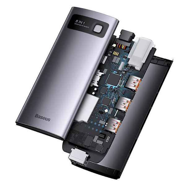 Hub 8in1 Baseus StarJoy Series, USB-C til 3x USB 3.1 + HDMI + USB-C PD + RJ45 + microSD/SD