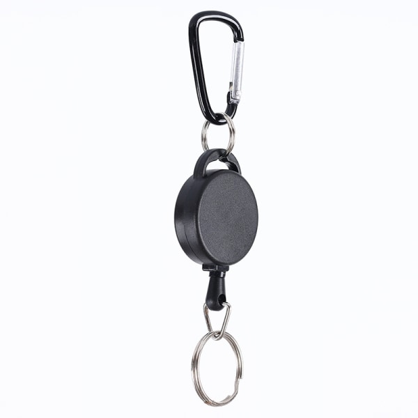 INF Utdragbar nyckelring med karbinhake 2-pack Svart